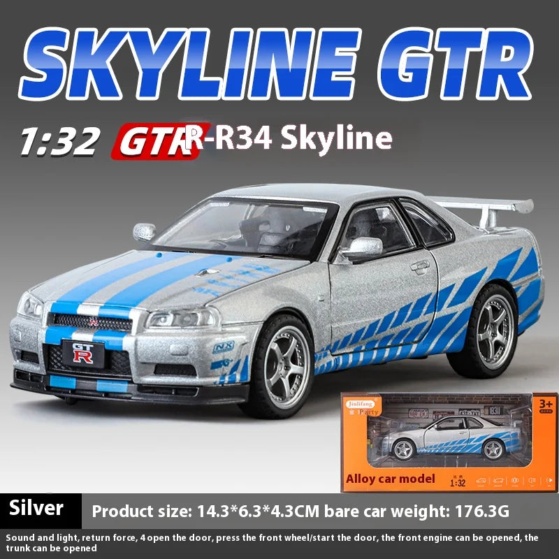 1:32 Nissan R34 GTR Diecast Model – Perfect for Collectors