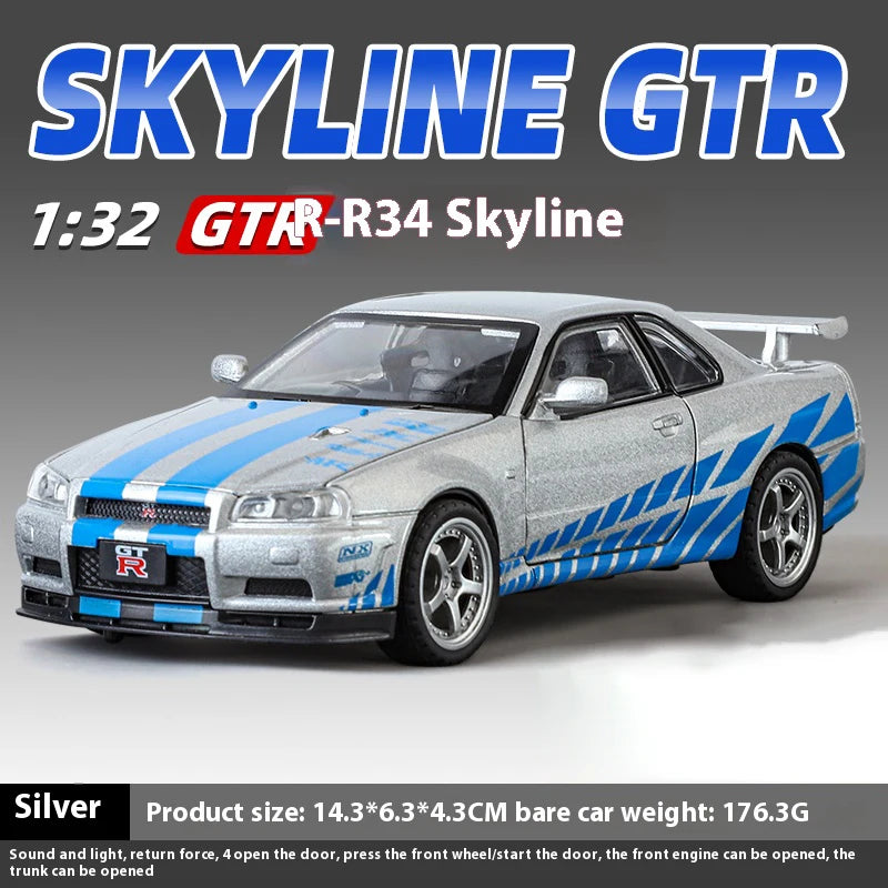1:32 Nissan R34 GTR Diecast Model – Perfect for Collectors