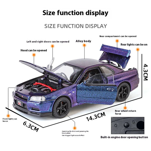 1:32 Nissan R34 GTR Diecast Model – Perfect for Collectors