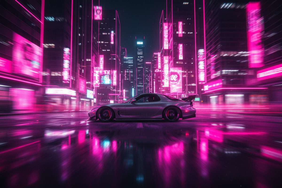 Mazda RX-7 Neon Pink City